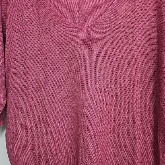 M Made in Italy Knitted 3/4 Sleeve Dusty Rose Pullover V-neckSweater Size L - Picture 4 of 8